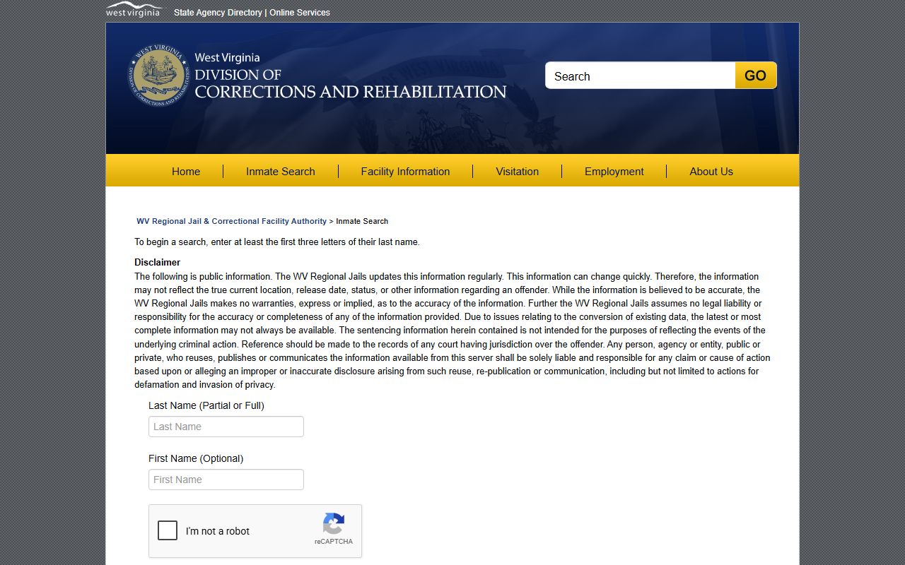 Wayne County inmate population regional jail offender search form